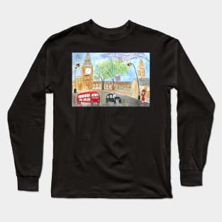 Big Ben, Naive London Image Long Sleeve T-Shirt